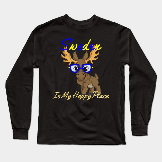 Sweden Moose Lover Long Sleeve T-Shirt by Design Seventytwo